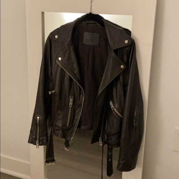 All Saints leather motorcycle jacket size 2 US - Picture 1 of 3
